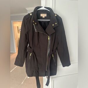 Michael Kors Black Coat with Gold Button/Zipper Detail